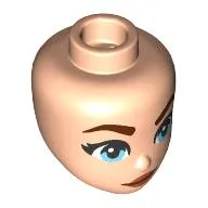 Minidoll Head, Reddish Brown Eyebrows, Bright Light Blue Eyes, Dark Red Lips, Closed Mouth