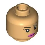 Minifig Head Madam Malkin, Dark Pink Lips, Stern Smile/Open Mouth Happy