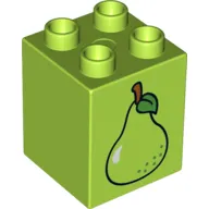 Duplo Brick 2 x 2 x 2 with Pear Print