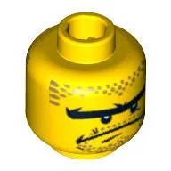 Minifig Head Bubba Blaster / Nitro Nick, Stubble and Connected Brow, Determined / Scared Print