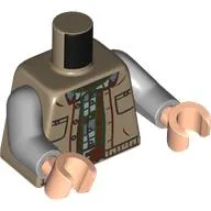 Torso, Vest, Reddish Brown/Grey Shirt, Dark Green Plaid, Belt print, Light Bluish Gray Arms, Light Nougat Hands