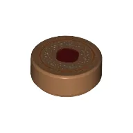 Tile Round 1 x 1 with Circle and Dark Red Blob Print