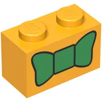 Brick 1 x 2 with Green Bow Tie Print
