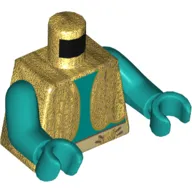 Torso Vest with Bare Chest, Patches on Pants Top Print, Dark Turquoise Arms and Hands