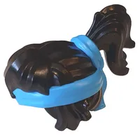 Hair Long, High Ponytail with Dark Azure Headband