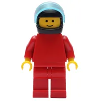 Man, Plain Red, Black Helmet with Visor