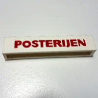 Brick 1 x 6 without Bottom Tubes with Cross Side Supports with 'POSTERIJEN' Bold Red Print