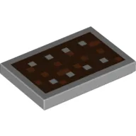 Tile 2 x 3 with 8 Silver Squares and Reddish Brown Squares on Dark Brown Background Print