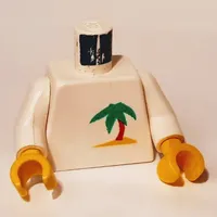 Torso Palm Tree Print, White Arms, Yellow Hands