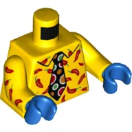 Torso, Shirt with Peppers, Black Tie with Dots Print, Yellow Arms with Peppers Print, Blue Hands