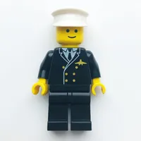 Pilot, Black Suit with Tie and Airplane Badge, White Hat