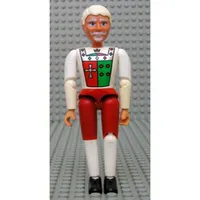 Belville Figure Articulated Elbows, Male, White Hair, White and Red Pants, Shirt Insignia Print (King)