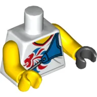 Torso, Odd Hands, V Neck Shirt with Team GB Logo and Blue Bow Holder Print, Yellow Arms, Left Black Hand, Right Yellow Hand