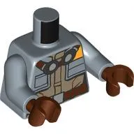 Torso, Short Jacket, Dark Tan Shirt, Reddish Brown Belt, Silver Belt Buckle, Dark Bluish Grey Goggles print, Sand Blue Arms, Reddish Brown Hands