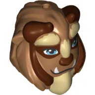 Mask Beast with Reddish Brown Horns, Blue Eyes, Fangs and Tan Beard, Narrow Eyes Print