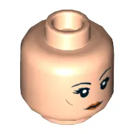 Minifig Head, Eyebrows, Dark Orange Cheek Lines and Lips, Eyebrow Raised / Open Mouth Angry Print