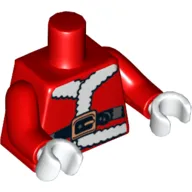 Torso Santa Jacket with Fur and Black Belt Print, Red Arms, White Hands