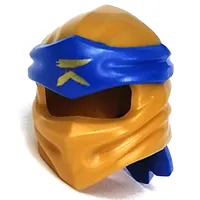 Wrap with Long Back Knot, Blue Band Pattern with Gold Asian Symbol print