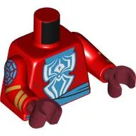 Torso, White Spider on Medium Azure Field, Medium Azure Sash, Spider Webbing on Arms, Gold Bangles print Red Arms, Dark Red Hands