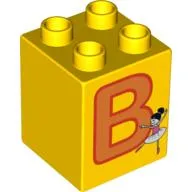 Duplo Brick 2 x 2 x 2 with 'B' and Ballerina Print