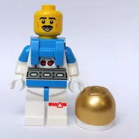 Astronaut, Male, White Suit, Gold Visor, Moustache