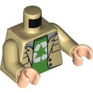 Torso Jacket, Green Shirt with Recycling Logo Print, Tan Arms, Light Nougat Hands