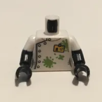 Torso, Dual Molded Arms, Lab Coat, Badge, Lime Smudges, Back Lining Print, White Sleeves Pattern, Black Arms and Hands