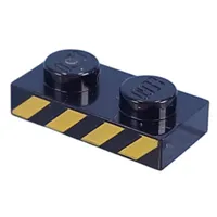 Plate 1 x 2 with Yellow Warning Stripes print