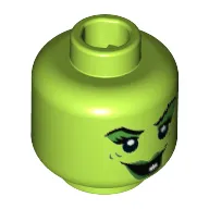 Minifig Head Wacky Witch, Green Lips, Eye Shadow, Wart and Wrinkles, Smile with One White Tooth