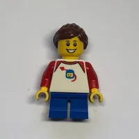 Girl, Classic Spaceman on Shirt, Short Blue Legs, Reddish Brown Ponytail