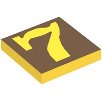 Tile 2 x 2 with Number 7 Brown Background Pattern
