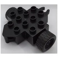 Duplo Trailer Base 4 x 4 with Two Black Wheels and Hitch Ends