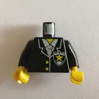 Torso Suit Jacket with Yellow Police Star Badge Print, Black Arms, Yellow Hands