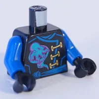 Torso Robe with Gold Clasps, Jay Power Symbol, Blue Sash / Emblem and Wings on Back Print, Blue Arms, Black Hands