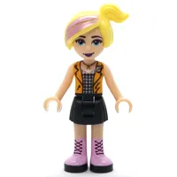 Chloe - Orange Vest, Black Skirt