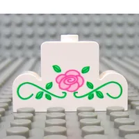 Brick Curved 1 x 4 x 2 Center Stud Top with Rose and Vines Print