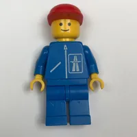 Man, Blue Jacket with Highway Logo, Blue Legs, Red Cap