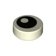 Tile Round 1 x 1 with Offset Black Eye Print