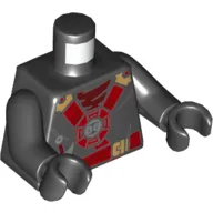 Torso Robes with Red Harness, Dark Red Undershirt, Kunai in Belt Print, Black Arms and Hands