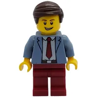 Man, Sand Blue Jacket, Dark Red Tie and Legs