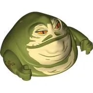 Upper Body - Jabba the Hutt with Tan Face, Dark Bluish Grey Wrinkles Print [Complete Assembly with Arms]