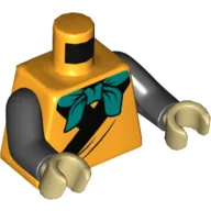 Torso Robe with Black Trim, Dark Turquoise Neckerchief Print, Black Arms, Tan Hands