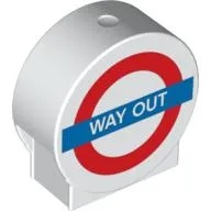 Duplo Brick 1 x 3 x 2 Round Top with 'WAY OUT' Road Sign Print