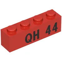 Brick 1 x 4 with Black 'QH 44' Print