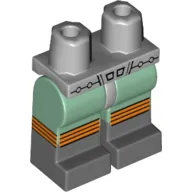 Hips with Sand Green Legs and Dark Bluish Gray Boots Pattern with Retro Space Belt, Three Orange Stripes Print