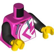 Torso, Hoody, Dark Pink Symbol On White Circle, Medium Azure Laces print, Black Arms, Yellow Hands