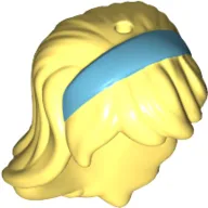 Hair Long Wavy with Bangs and Dark Azure Headband Print