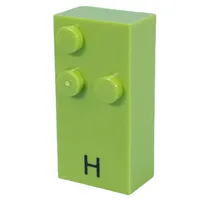 Braille Brick 2 x 4 with 3 Studs ⠓ and 'H' Print