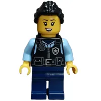 Police Officer - Black Torso, Dark Blue Legs, Black Hair