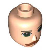 Minidoll Head Male with Green Eyes, Reddish Brown Mustache